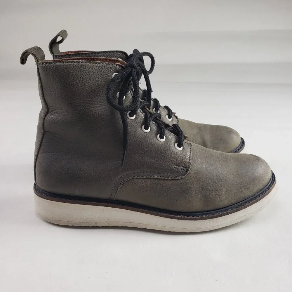 Oliver Clark Leather Ankle Boot Womens 8 Gray Lace Up Handmade Classic
